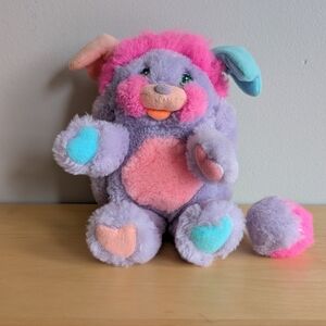 Vintage 1985 Popples Puffball 6" Toy, Purple & Pink (Flaws)
